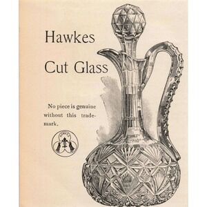 Hawkes Cut‎ Glass Crystal Decanter Pitcher Vintage Print Advertisement